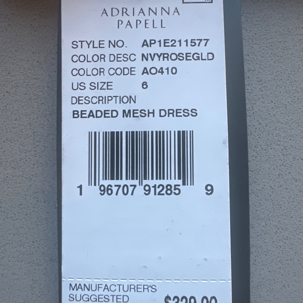 New Adrianna Papell Beaded Mesh Dress (Navy & Rose Gold) - Picture 5 of 5